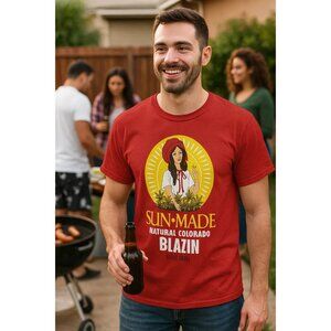 Graphic Tee Sun Made Raisin Colorado Blazin Size Men's Large